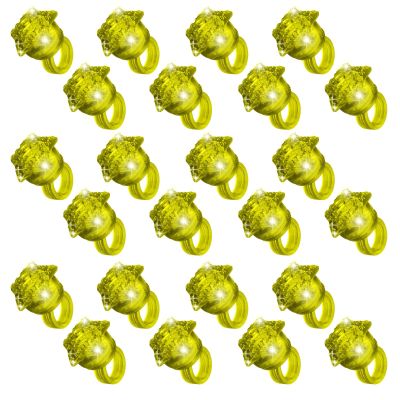 NUDALA 24 Pack Yellow Light Up Star Rings Glow in the Dark Party Flashing LED Jelly Finger Rings for July 4th,Halloween,Christmas,Concert,Goodie Bag Fillers,Raves