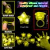 NUDALA 24 Pack Yellow Light Up Star Rings Glow in the Dark Party Flashing LED Jelly Finger Rings for July 4th,Halloween,Christmas,Concert,Goodie Bag Fillers,Raves view 2