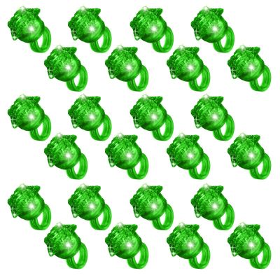 NUDALA 24 Pack Green Light Up Star Rings Glow in the Dark Party Flashing LED Jelly Finger Rings for St. Patrick's Day, Halloween,Christmas,Concert,Goodie Bag Fillers,Raves