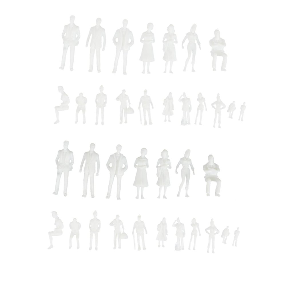 ULTECHNOVO 50pcs Unpainted White Man Model Miniature People for DIY Landscape Decor