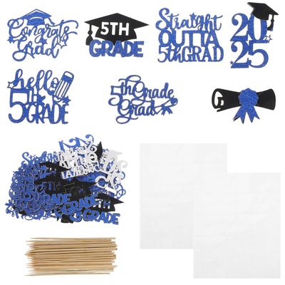 2025 Graduation Cake Card Insertions 40Pcs Blue Graduation Party Decorations for Celebrating Season
