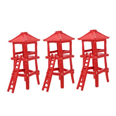 Veemoon 3pcs Plastic Observation Tower Model Kit Realistic House for Diorama and Sand Table Decoration High-Temperature Resistant Miniature Scenery Accessory