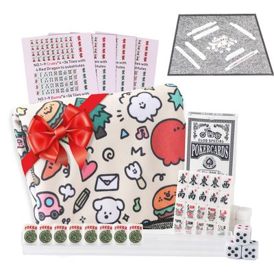 AlloCavi Travel Mini American Mahjong Set - 166 White Tiles Includes Jokers 0.8" White Melamine Material - with Instructions Cards and Game Tablecloth 4 All-in-One Racks and Pushers