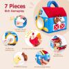 hahaland Baby Toys 6-12 Months - Surprise Barn with Stuffed Farm Animals with Real Sounds - Montessori Toys for 6 Month Old Baby 1 Year Old Boy Girl Gifts Toddlers Sensory Toy Easter Basket Stuffers view 3