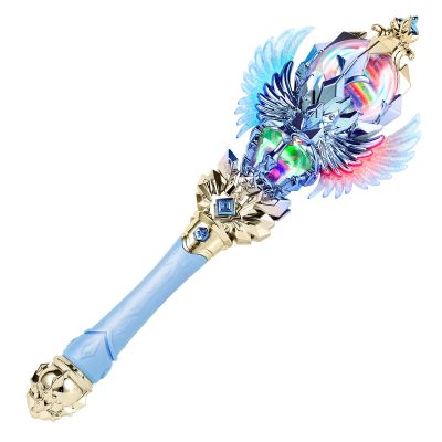CharmFields Light Up Magic Princess Wand Dual Lights, Spinning LEDs with Sound, Snowflake Fairy Wand for Dress-Up, Cosplay, Birthday Gift for Kids, Blue