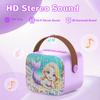 Eaever Mini Karaoke Machine with 2 Wireless Microphones, Birthday Gift Easter Stuff for Girls 3 4 5 6 7 8 9 10 11 12 Years Old, Portable Bluetooth Speaker Set fits Family Fun Home Party, Purple view 3