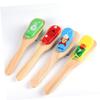 CORHAD 2Pcs Wooden Castanets Educational Musical for Percussion Instruments for Boys Long Handle Clapper for Music Play Random Patterns view 4