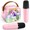 Mini Karaoke Machine for Kids - Toddler Toys Birthday Gift for 3 4 5 6 7 8 9 10 11 12 Years Old Girls, Portable Speaker Set with 2 Wireless Microphones fits Family Fun Home Party, Pink view 1