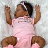 Anano 20 Inch Realistic Reborn Baby Doll Mixed Race Black Girl Toddler Biracial African American Reborn Doll Chubby Big Fat Body Handmade Long Hair Lifelike Newborn Gift view 4