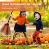 LOGOFUN 2PCS Witch Hat Broom Kit Halloween Costume Accessories Purple Witch Props for Ladies Cosplay Masquerade Makeup Party Supply - Orange view 2