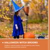 LOGOFUN 2PCS Witch Hat Broom Kit Halloween Costume Accessories Purple Witch Props for Ladies Cosplay Masquerade Makeup Party Supply - Orange view 3