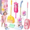 TUZT Kids Cleaning Toys Playset for Ages 2-4, Compact 6-Piece Pretend Vacuum with Light & Sound (No Suction), Animal Broom Mop Set for Toddlers, Apartment-Friendly Educational Role Play Gift view 1