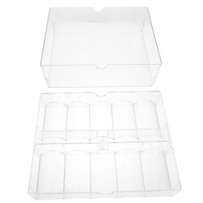 GANAZONO Transparent Acrylic Poker Chips Storage Box with Lid Compact Organizer for Game Chips for Home and Travel Keeps Items Tidy and Organized