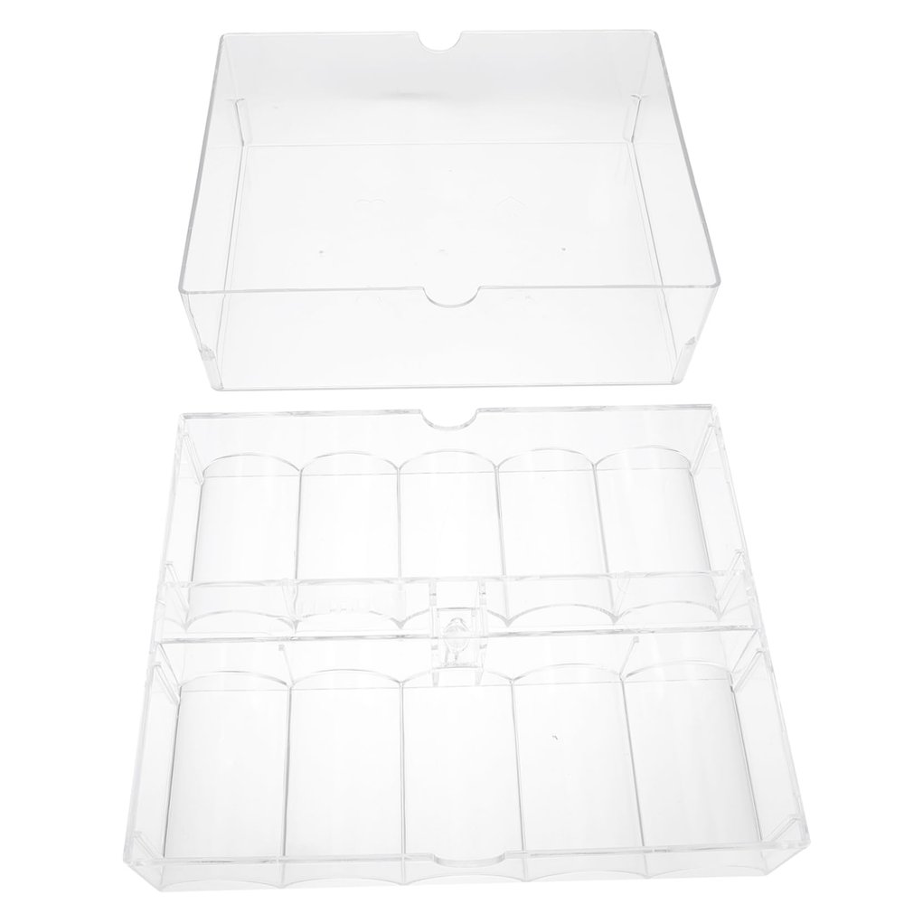 GANAZONO Transparent Acrylic Poker Chips Storage Box with Lid Compact Organizer for Game Chips for Home and Travel Keeps Items Tidy and Organized