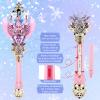 CharmFields Light Up Magic Princess Wand  Dual Lights, Spinning LEDs with Sound, Snowflake Fairy Wand for Dress-Up, Cosplay, Birthday Gift for Kids, Pink view 2