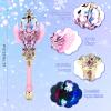 CharmFields Light Up Magic Princess Wand  Dual Lights, Spinning LEDs with Sound, Snowflake Fairy Wand for Dress-Up, Cosplay, Birthday Gift for Kids, Pink view 3