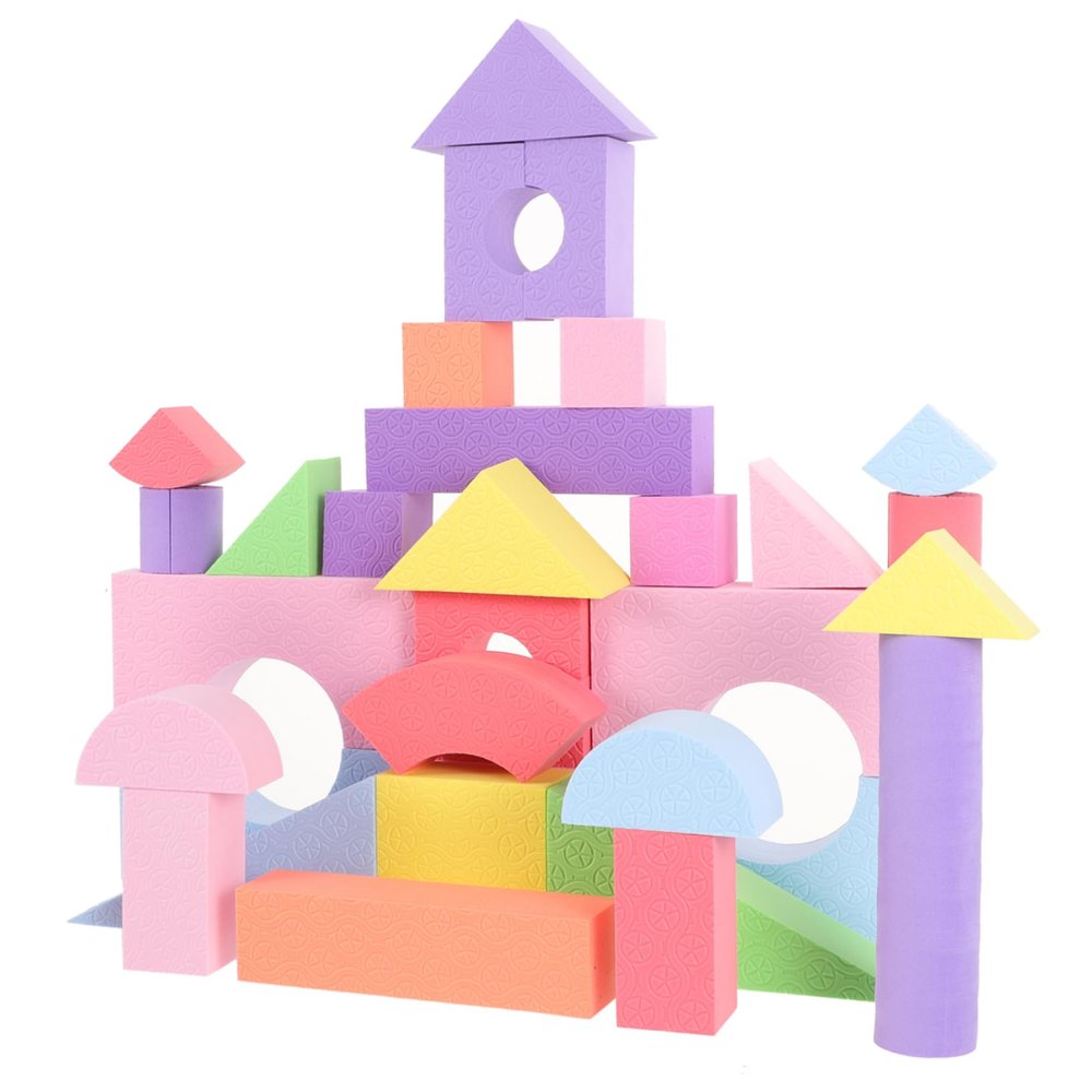 BESPORTBLE 52pcs Stackable Eva Building Blocks for Toddlers Soft Geometric Shapes Educational Toy for Early Learning and Cognitive Development