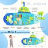 BlueWood Pikler Triangle Set 7in1 Foldable Baby Climbing Wooden Toys, Submarine Wall Busy Board Panels view 4