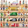 Blosssound 40 Pcs Wooden Community Helpers Toys Wooden Cars Set Wood People Figures Multicultural Career Wood Blocks for Preschool Classroom Diversity Play Games Educational Activity Supplies view 1