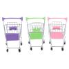 KONTONTY 3Pcs Mini Shopping Cart for Pretend Play Iron Trolley for Makeup Storage and Grocery Shopping Electroplated Pink Purple and Green Fun Role Play Trolley view 1