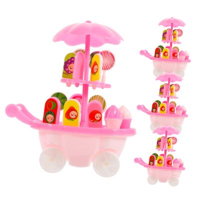 LIOOBO 4Pcs Candy Ice Cream Stand Cart Play Shopping Cart for Grocery Cart for Pretend Play and Imaginative Fun