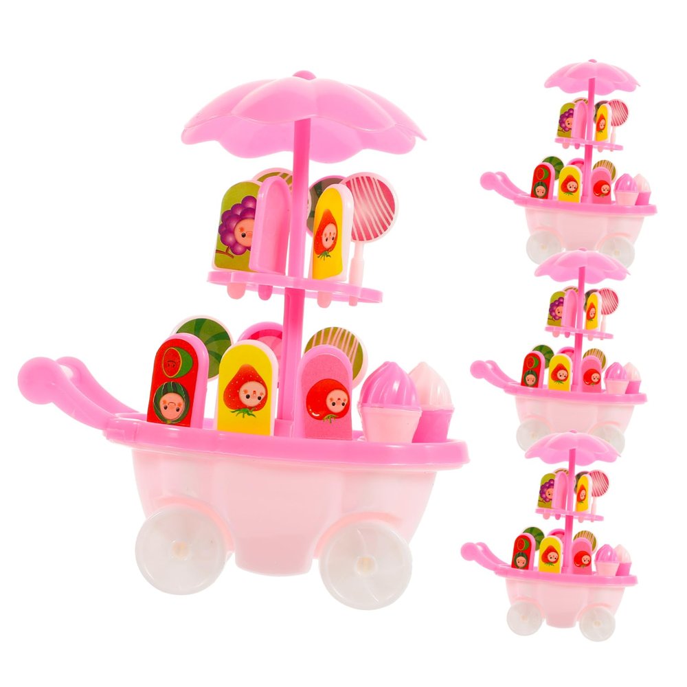 LIOOBO 4Pcs Candy Ice Cream Stand Cart Play Shopping Cart for Grocery Cart for Pretend Play and Imaginative Fun