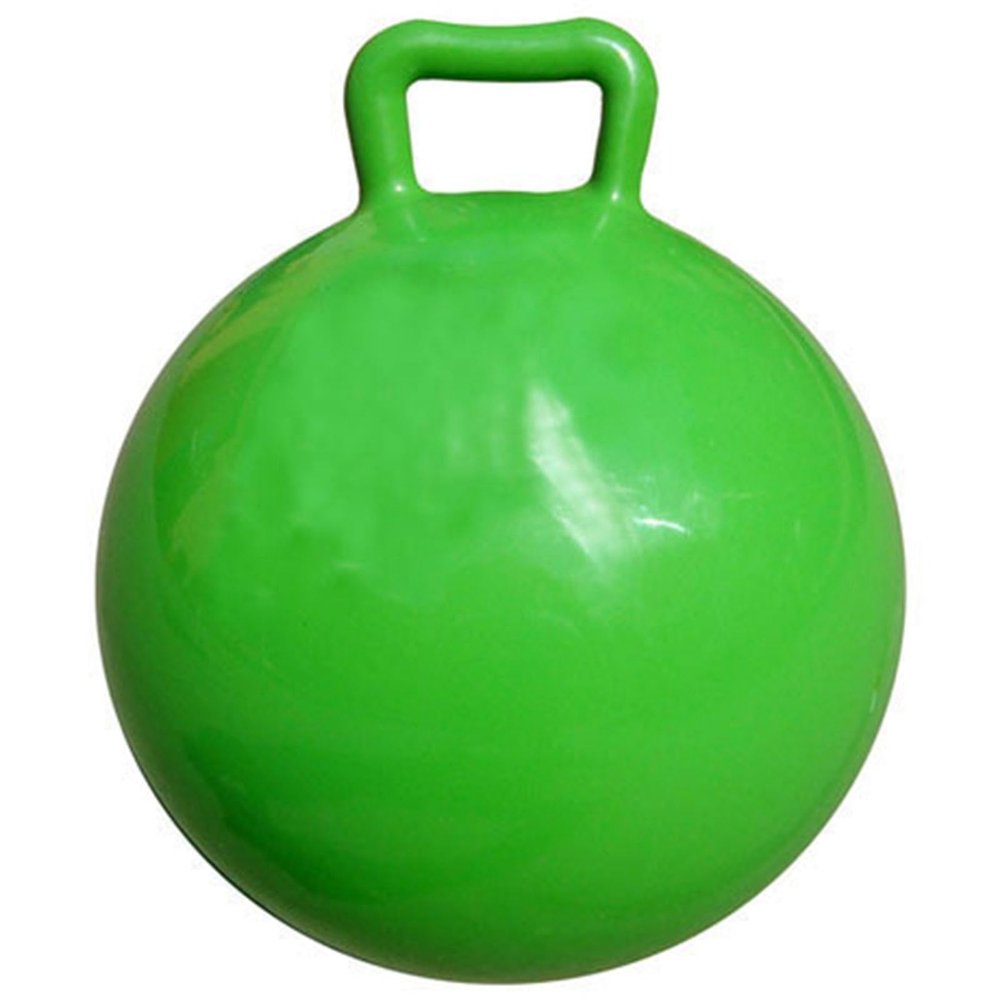Kids Exercise Bouncing Ball with Easy Grip Handle, 440mm Ball for Indoor Outdoor Use, School PE Activity Toy That Develops Motor Skills (Green)