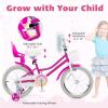 HONEY JOY Kids Bike, 12 14 16 18 Inch Girls Bike w/Training Wheels, Doll Seat, Streamers, Handbrake & Coaster Brake, Fully Enclosed Chain, Princess Style Children Bike (18 Inch with Kickstand, Pink) view 3