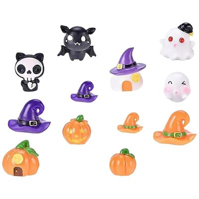12pcs Halloween Ornaments Cute Miniature Pumpkins Ghosts for Dollhouse Decor Creative Landscape Decorations for Halloween Atmosphere