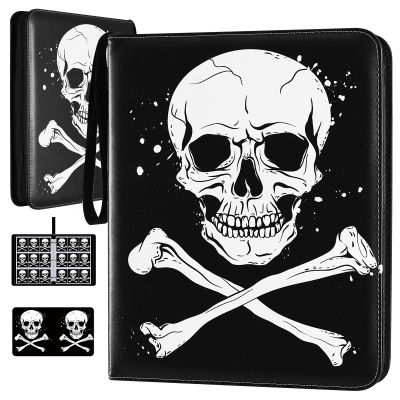 1080 Pockets Card Binder 9 Pocket, Trading Card Binder with 60 Page Removable Sleeves, Zipper Card Book Album Holder[PROTECTIVE][PLEASANT TOUCH SURFACE] Skull