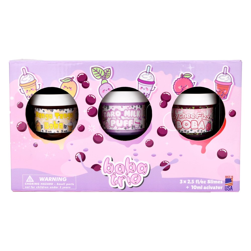 Boba Trio Pack (3 x 2.5 fl/oz) - Bingsu Clear Butter Textured Slime - Handmade in USA - Dope Slimes - Variety Slime Pack