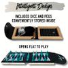 Dragonfly Escape Folding Travel Backgammon Set | Pocket Backgammon Game  Folding PU Leather Board with Pegs, Dice, Doubling Cube & Drawstring Bag  Great for Flights, Beach, Camping view 2