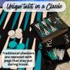 Dragonfly Escape Folding Travel Backgammon Set | Pocket Backgammon Game  Folding PU Leather Board with Pegs, Dice, Doubling Cube & Drawstring Bag  Great for Flights, Beach, Camping view 4
