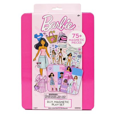 Barbie D.I.Y. Magnetic Play Set, 75 Pieces, 3 Magnetic Dolls, Crafts for Kids Ages 4-8, 4 Year Old Girl Birthday Gifts, Girl Toys, Cute Travel Toy, Fun Airplane Activities, Pretend Play for Girls