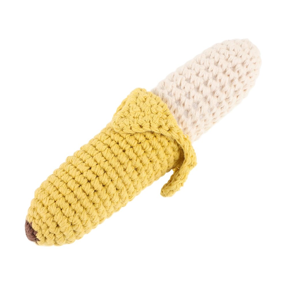 YARNOW Crochet Banana Rattle Soft Hand Bell for Boy Girl Safe Teething for Newborns Grasping for Little Hands