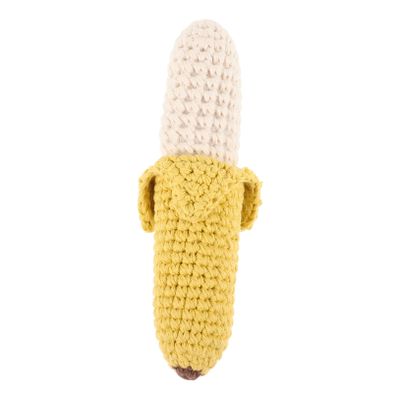 VICASKY Banana Shaped Boy Girl Crochet Rattle Soft Teething Toy for Toddlers Promotes Motor Skills and Hand Coordination for Home and Travel