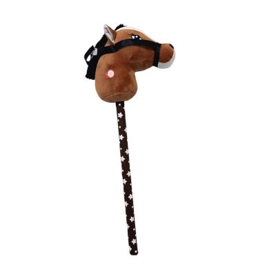 ToysCentral Basics Interactive Stick Horse for Kids, Riding Toy with Pole for Outdoor and Indoor Activities, Dark Brown Black