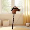 ToysCentral Basics Interactive Stick Horse for Kids, Riding Toy with Pole for Outdoor and Indoor Activities, Dark Brown Black view 2