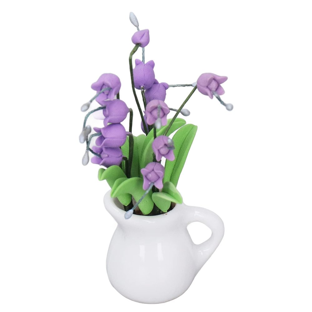 1:12 Miniature Flower Pots of the Valley White Vase Simulation Dollhouse Mini Plant Model