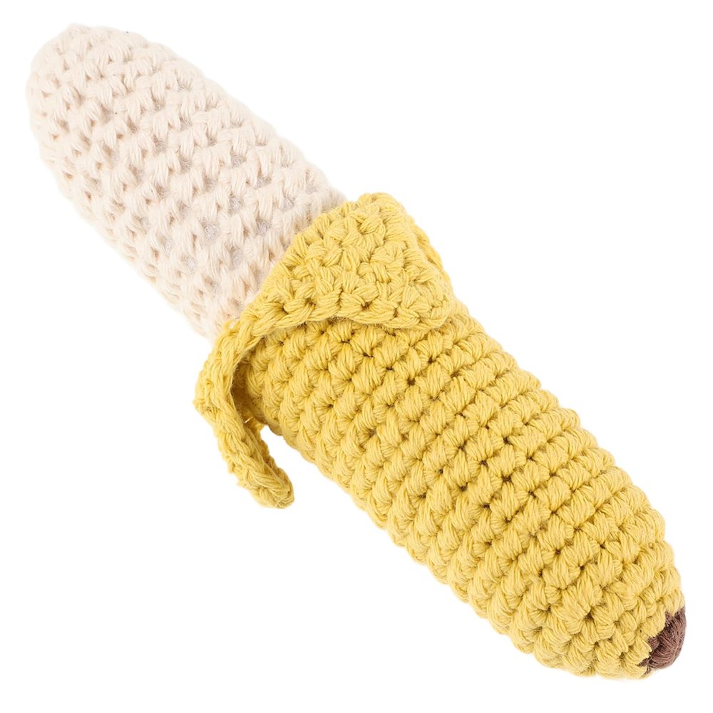 SUPVOX Adorable Banana Crochet Rattle Teething Toy for Newborns Hand Bell Toy for Toddlers Soft for Boy Girl
