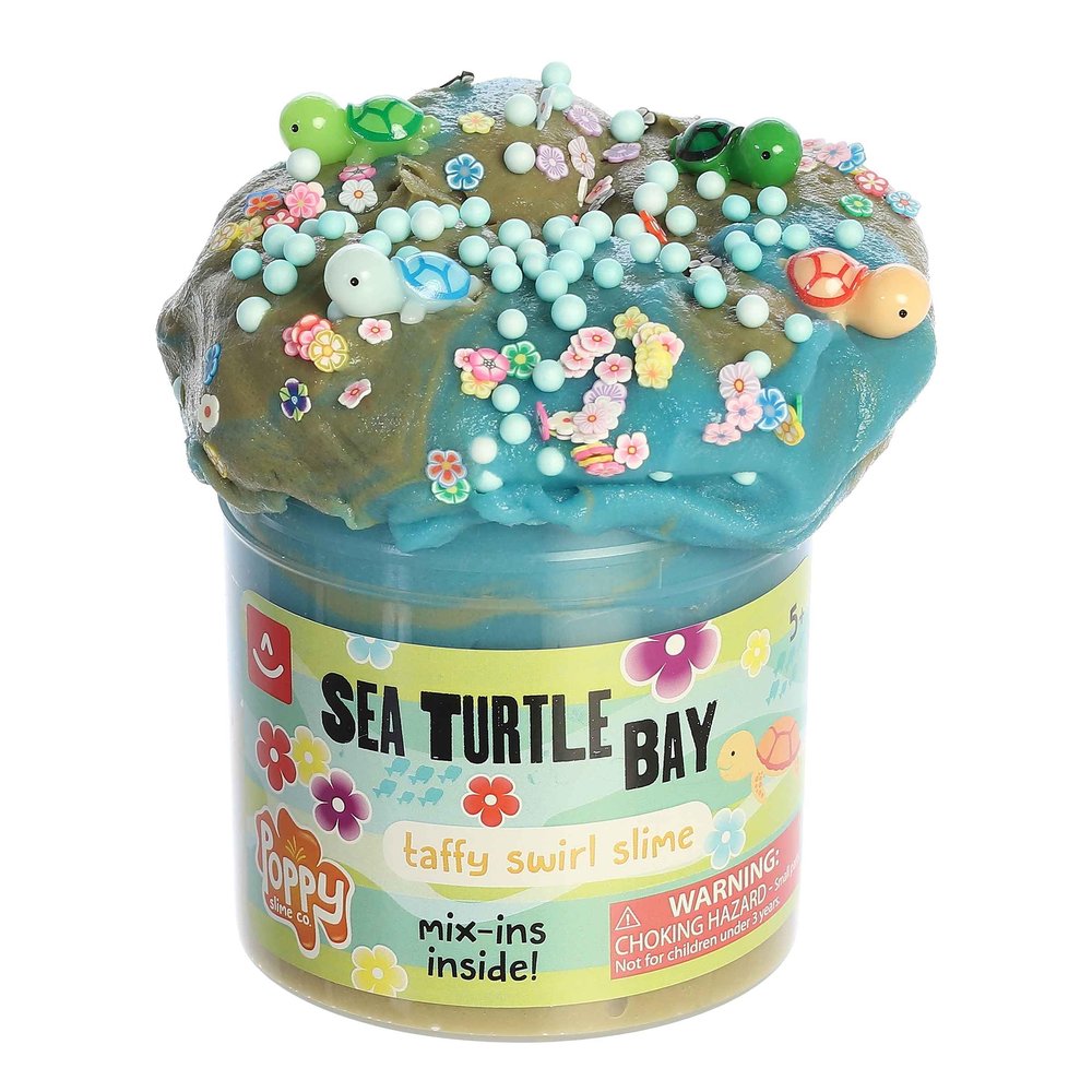 Aurora Toys Gooey Poppy Slime Co. Sea Turtle Bay Slime Toy - Sensory Play for Fun Playdates - for Kids 5+ Years, Adults, and Parents - Blue 11.3 oz