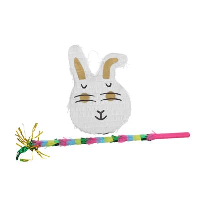SHOWERORO 1set Easter Bunny with Stick Cute Design for Boys and Girls Spring Celebrations Candy Filler Container for Showers and Easter Parties