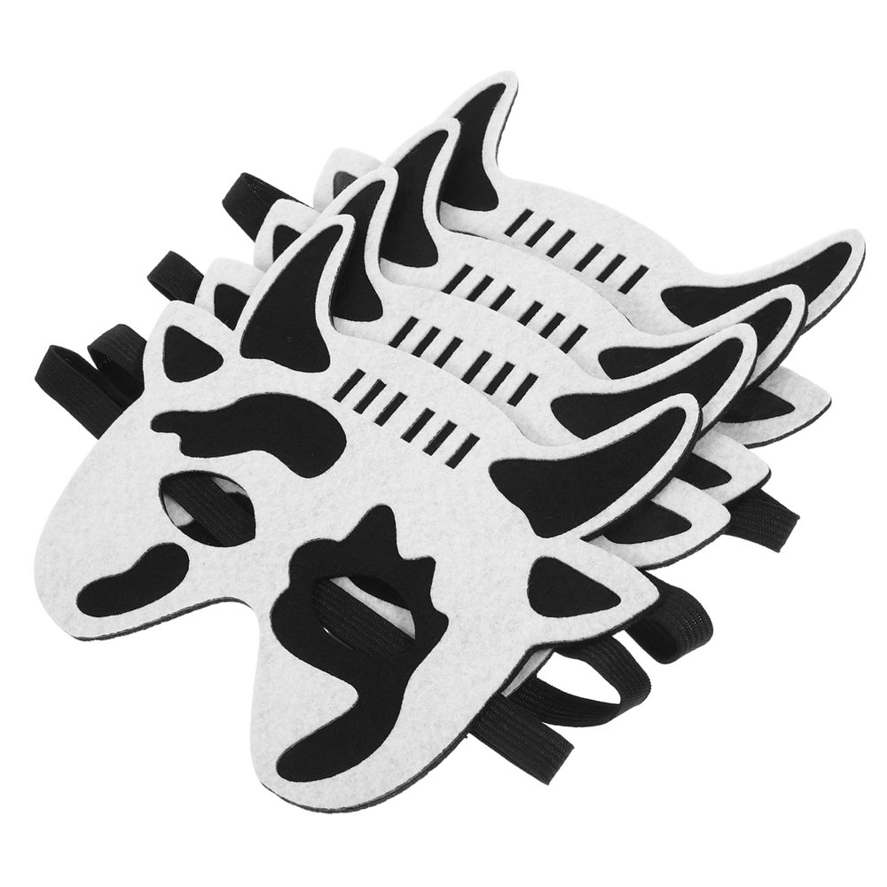 BRIGHTFUFU 4Pcs Cartoon Animal Masks for Non Woven Cow Performance Props for Parties Dress Up and Creative Play Fun Animal Costumes for Boys
