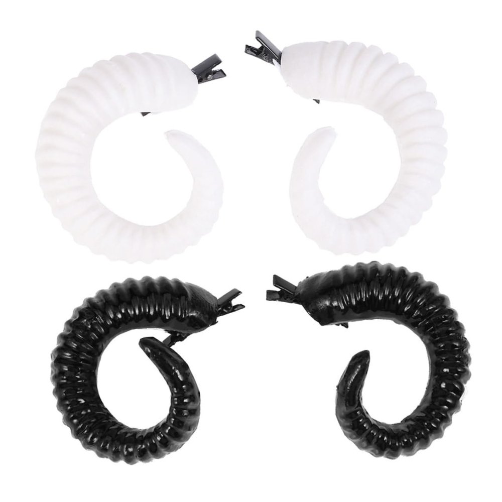 Ipetboom 2pairs Two Pairs of Sheep Horns Hair Clips for Cosplay and Halloween Sheep Horns Hairpin Lightweight Decorative Headpiece for Boys and Girls and Adults