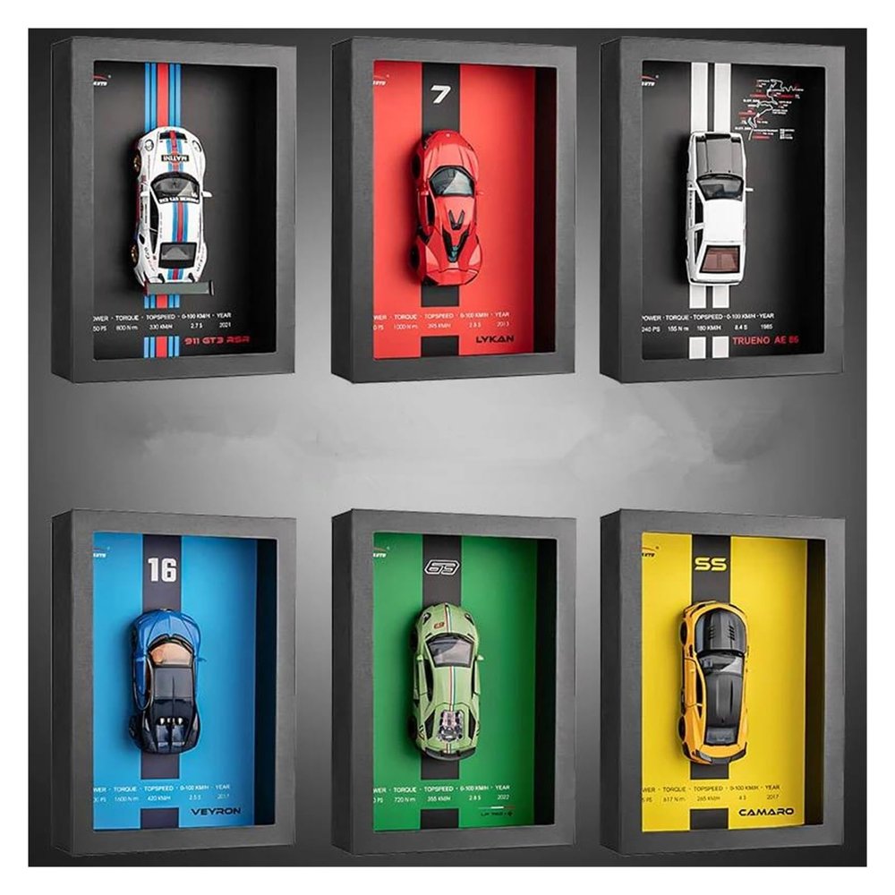 1 32 for Photo Frame Version Alloy Metal Sports Car Model Simulation 3D Racing Car Hanging Painting Decoration Simulation Vehicle Playset(Green)