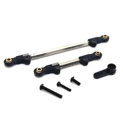 for MJX for Hyper Go H12Y 1/12 Metal Steering Link Rod Pull Rod Servo Arm RC Crawler Car Upgrade Parts Accessories RC Car Repair Kit(Black)