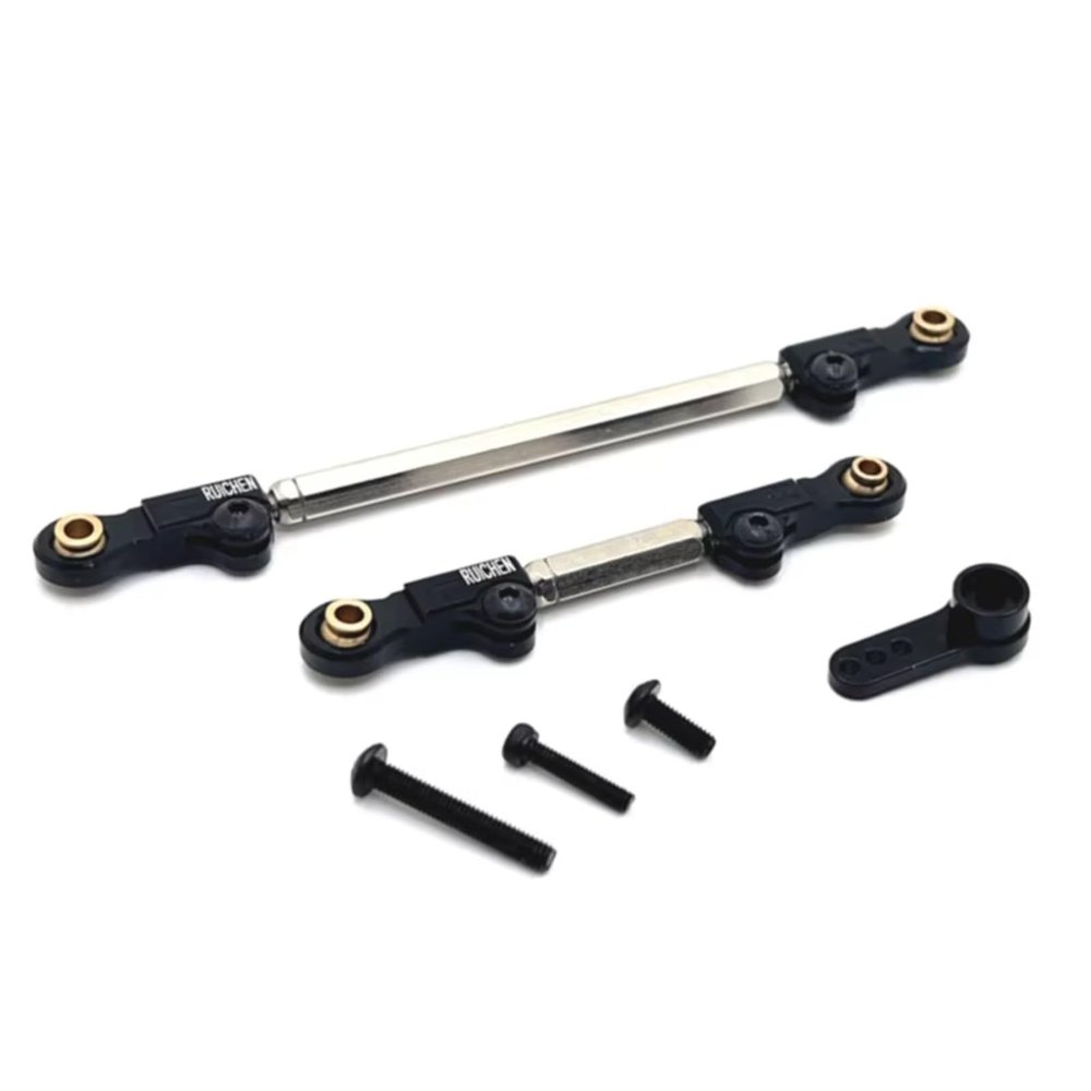 for MJX for Hyper Go H12Y 1/12 Metal Steering Link Rod Pull Rod Servo Arm RC Crawler Car Upgrade Parts Accessories RC Car Repair Kit(Black)