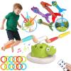 Indoor Outdoor Games for Kids, 3 in 1 Musical Jump, Ring Toss Game & Stomping Rocket Launcher for Kids, Dinosaur Sports & Outside Play Activities Toys with Remote Control for Toddlers 3-5 4-8 view 1