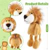 6 Pcs Safari Stuffed Animals Bulk Lion Elephant Monkey Tiger Toy Plush Zoo Animals Junble for Boy Girl Gift Animal Themed Parties Baby Shower Favor(Lion) view 2