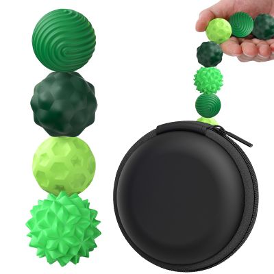 BUSOHA Silicone Fidget Balls - 4 Pack Silicone Stress Relief Balls Stone for Adults Sensory Travel Toys for Calming,Stress,Autism and ADHD,Gifts for Teens Adults,Green